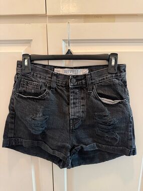 Brandy Melville Black Distressed Denim Shorts